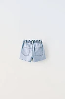 PAPERBAG WAIST DENIM SHORTS