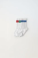 THREE-PACK OF STRIPED SPORT CREW SOCKS