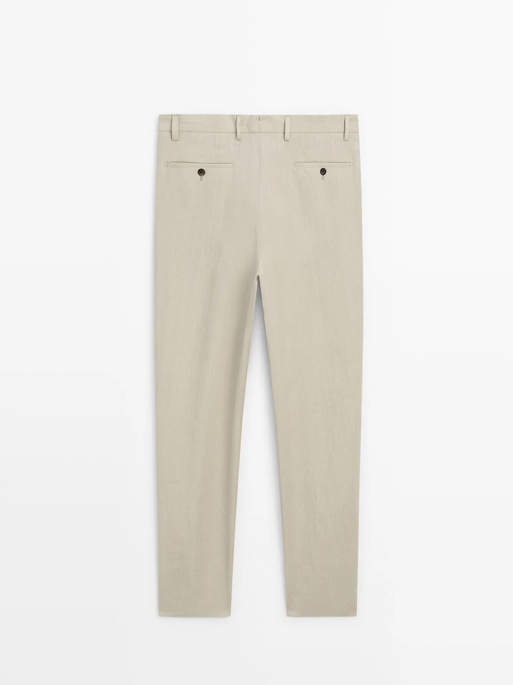 100% linen suit trousers