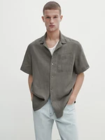 Slim fit short sleeve linen shirt