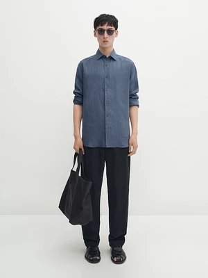 Regular fit 100% linen shirt