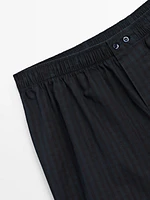 Navy blue check poplin boxers