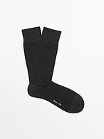 Mercerised cotton blend long socks