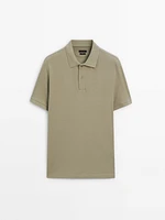 Microtextured cotton piqué polo shirt