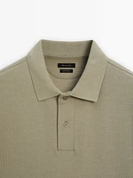 Microtextured cotton piqué polo shirt