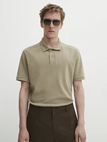 Microtextured cotton piqué polo shirt