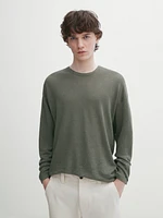 100% linen crew neck sweater