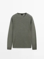 100% linen crew neck sweater