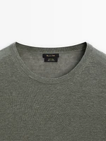 100% linen crew neck sweater