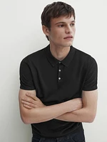 Short sleeve cotton polo sweater