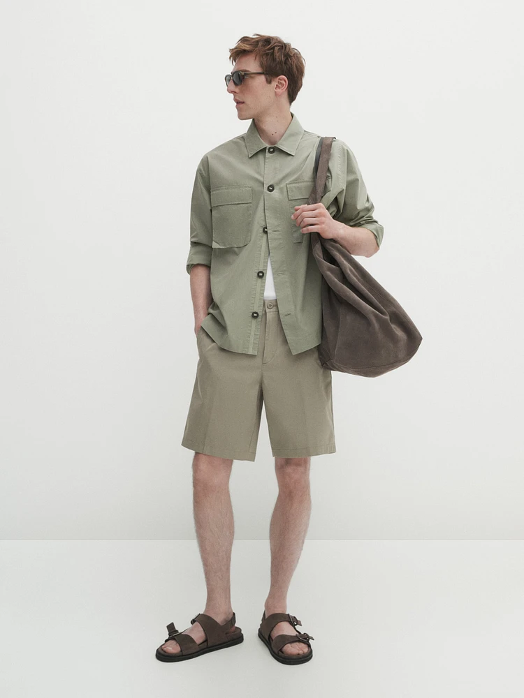 Cotton poplin Bermuda shorts