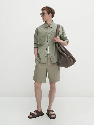 Cotton poplin Bermuda shorts