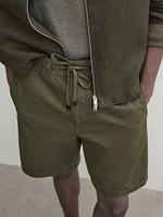 Jogger fit cotton blend Bermuda shorts