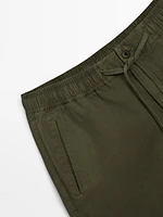 Jogger fit cotton blend Bermuda shorts