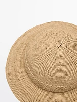 Raffia hat with braided thread