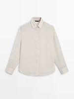 Ramie blend plain shirt