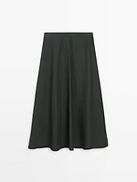 Flowing midi skirt with crackled finish