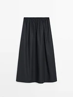 Poplin skirt with elastic waistband