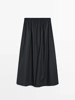 Poplin skirt with elastic waistband