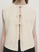 Knit vest with crew neck and tie details