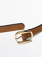 Suede belt with oval buckle