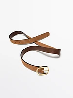 Suede belt with oval buckle