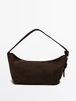 Split suede leather shoulder bag