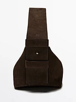 Split suede leather shoulder bag