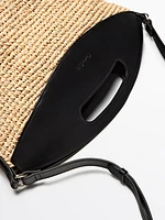 Raffia crossbody bag with leather strap