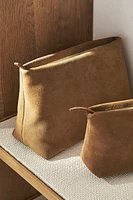 TROUSSE DE TOILETTE CROÛTE DE CUIR FORMAT MOYEN