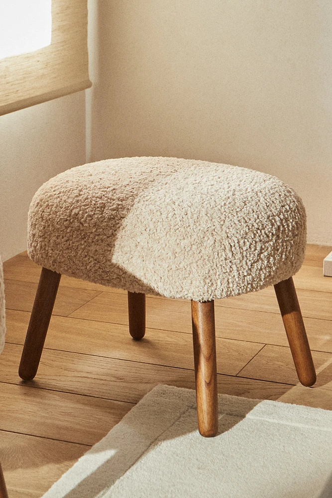 TABOURET REPOSE-PIEDS TISSU BOUCLÉ