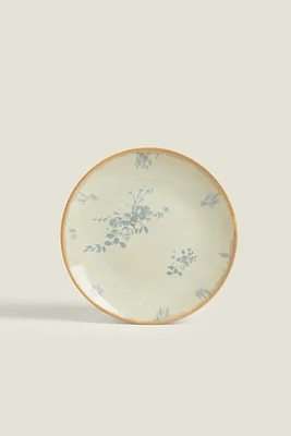 FLORAL STONEWARE DESSERT PLATE