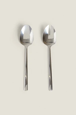 SET OF STEEL SALAD FLATWARE (SET OF 2)