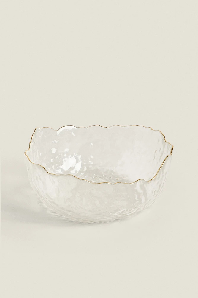 GLASS SALAD BOWL WITH RIM