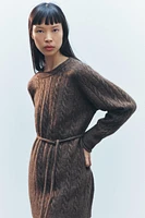 LONG CABLE KNIT WOOL BLEND SWEATER