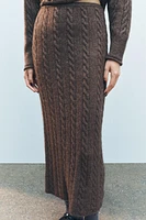 CABLE KNIT WOOL BLEND MIDI SKIRT