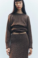 CABLE KNIT WOOL BLEND MIDI SKIRT