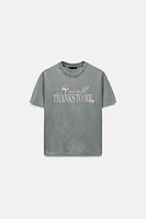 WASHED T-SHIRT WITH TEXT