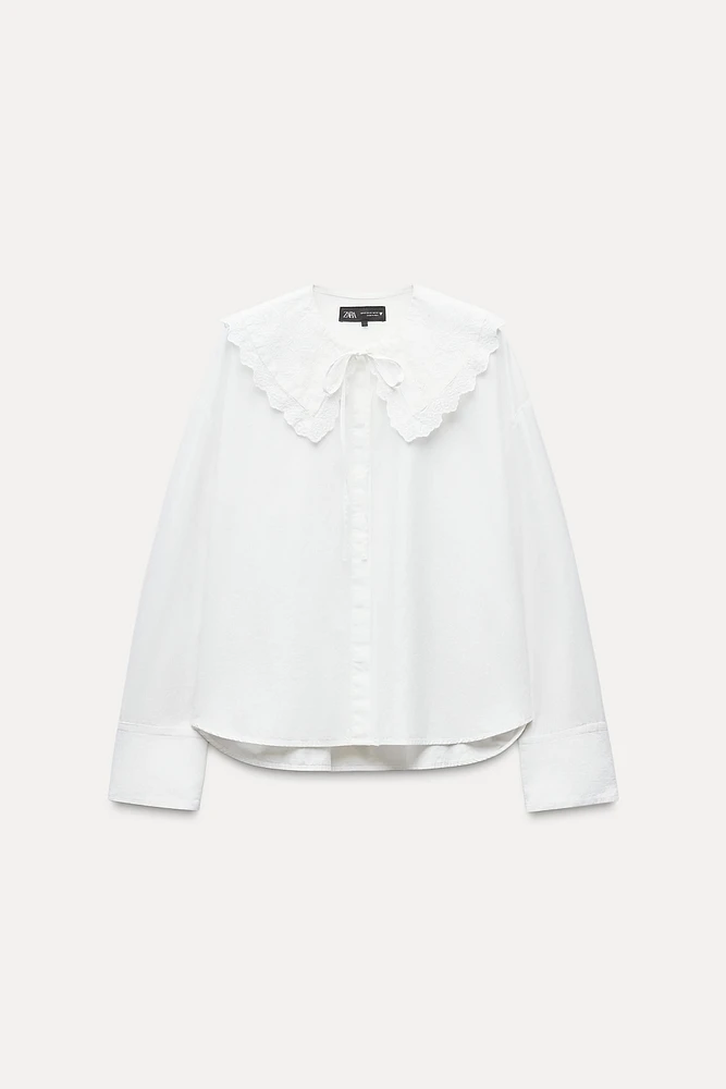 BIB COLLAR POPLIN SHIRT