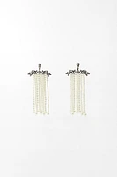 RHINESTONE PEARL WATERFALL EARRINGS