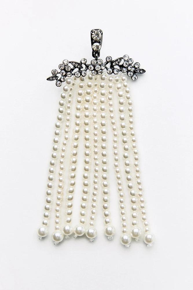 BOUCLES D'OREILLES CASCADE BRILLANTS PERLES