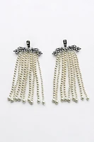 RHINESTONE PEARL WATERFALL EARRINGS