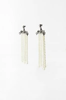 RHINESTONE PEARL WATERFALL EARRINGS