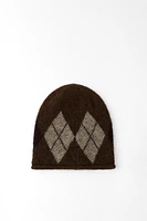 ARGYLE KNIT BEANIE