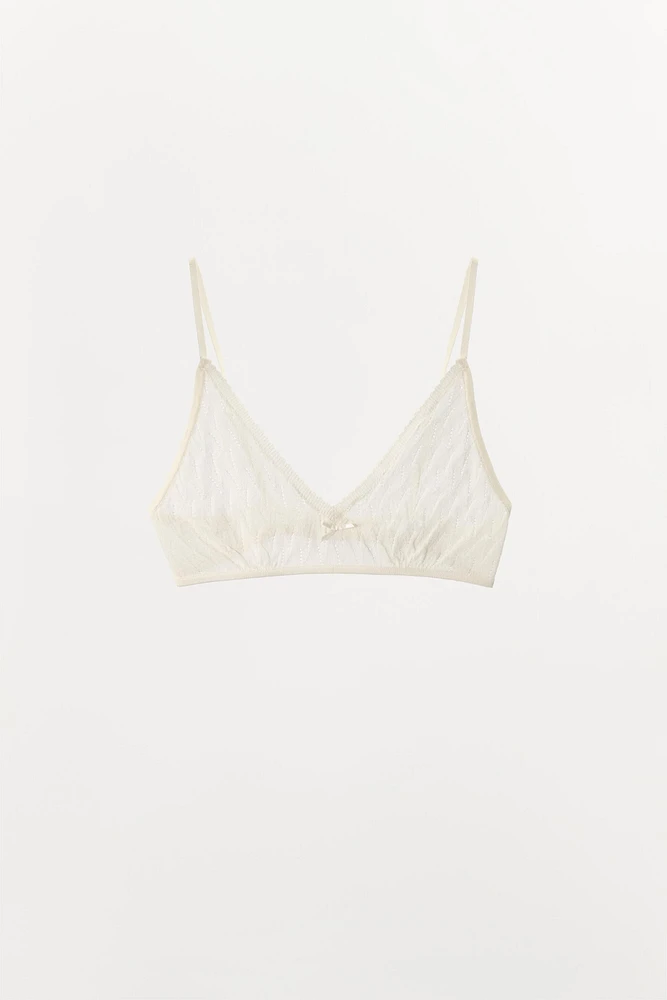 POINTELLE KNIT BOW BRALETTE