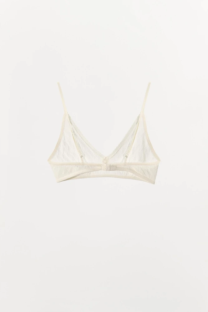 POINTELLE KNIT BOW BRALETTE