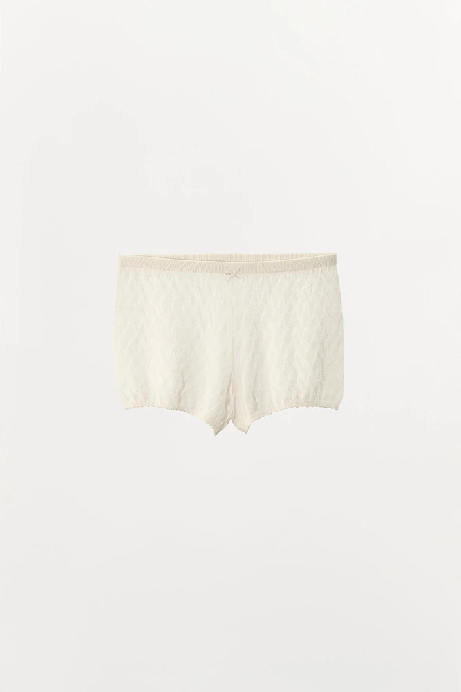 POINTELLE KNIT BOW SHORTS