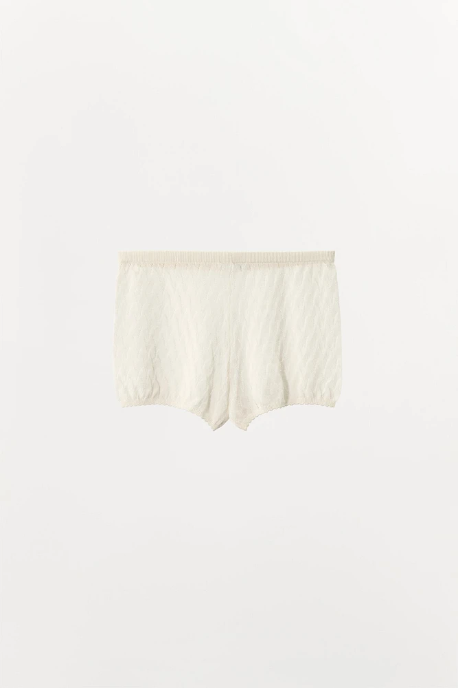 POINTELLE KNIT BOW SHORTS