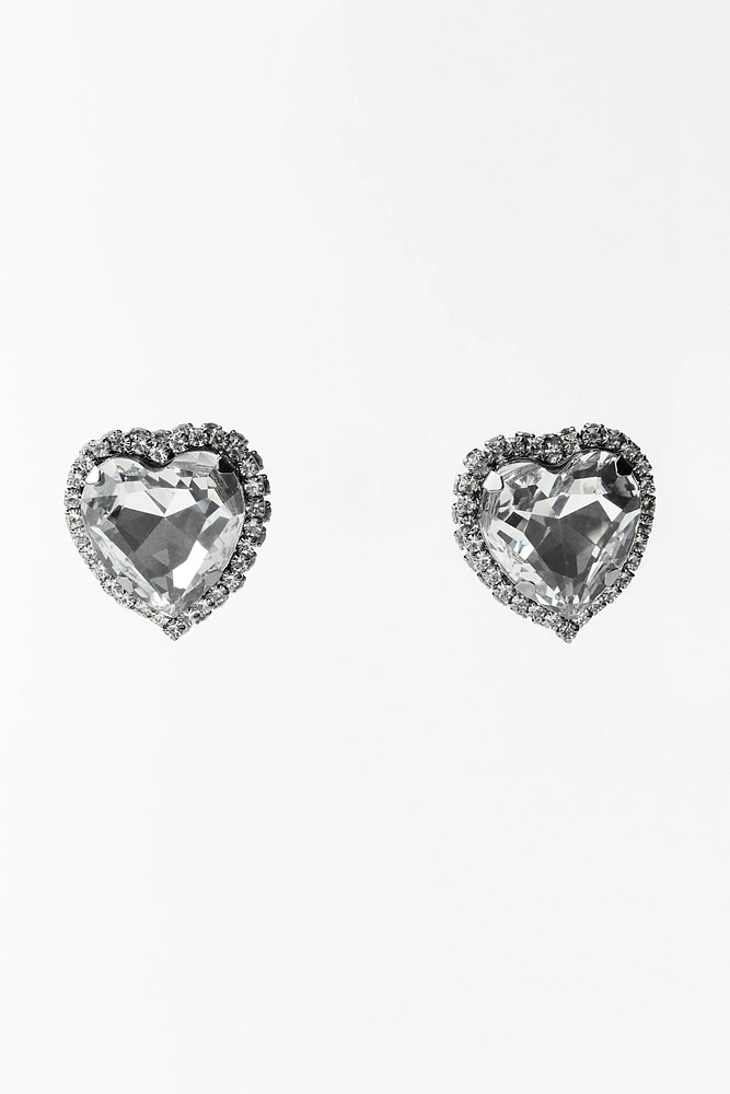 BOUCLES D'OREILLES EN CŒUR ET BIJOU