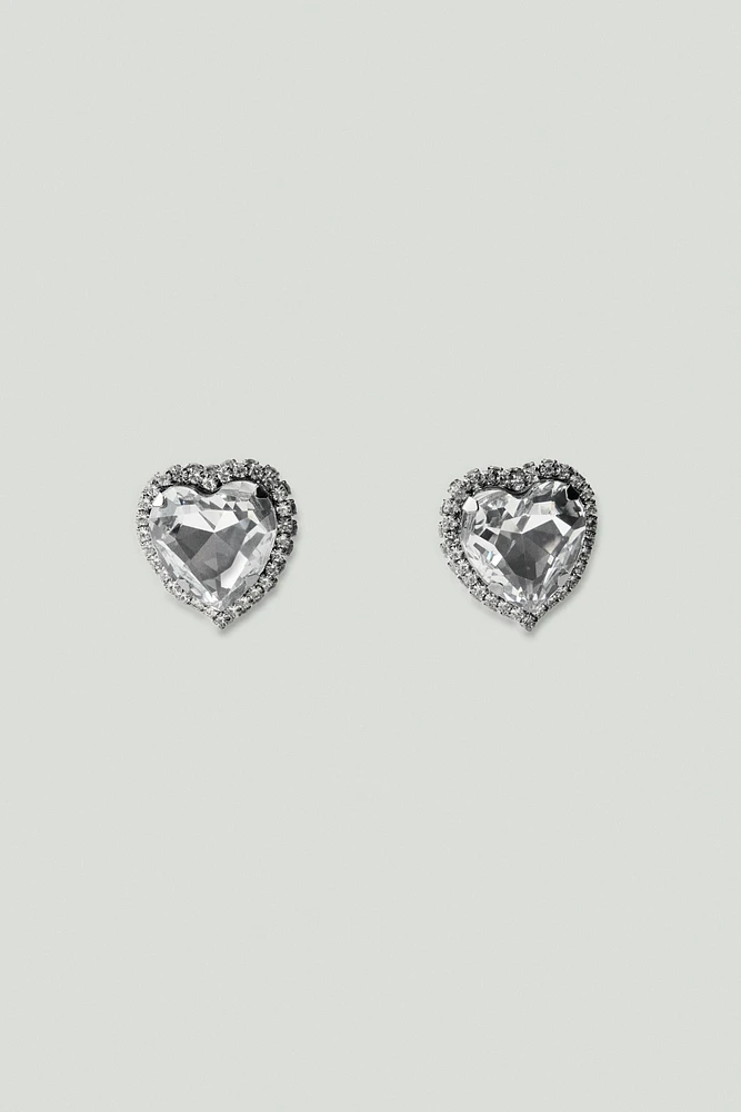 BOUCLES D'OREILLES EN CŒUR ET BIJOU